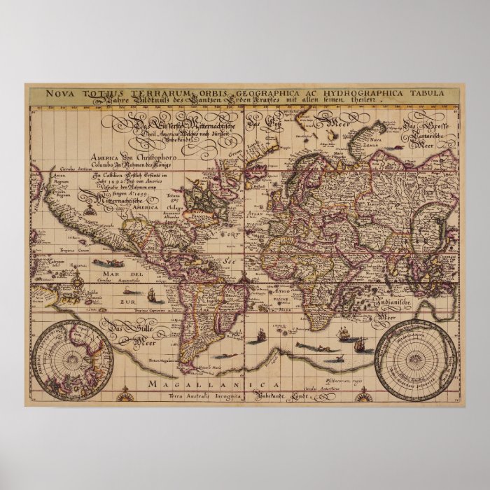 "Old World Map 16th Century Replica Poster