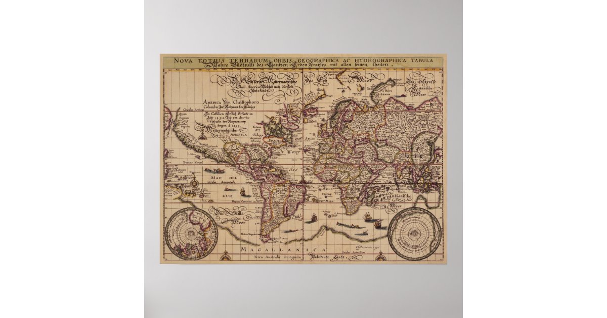 Get Wallpaper Old World Map 16th Century Replica Poster Zazzle Com Desktop Wallpaper Free