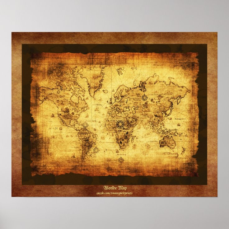 Old World Map Antique Art Poster | Zazzle