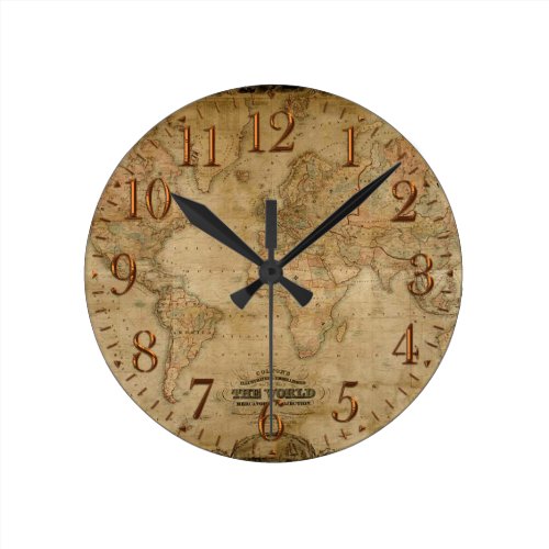 Old World Map Antique History Designer Clock