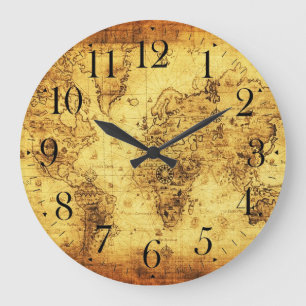 Old World Map Antique History Designer Clock