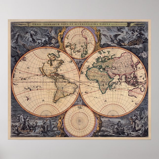 Old World Map Antique Map for Poster (Front)