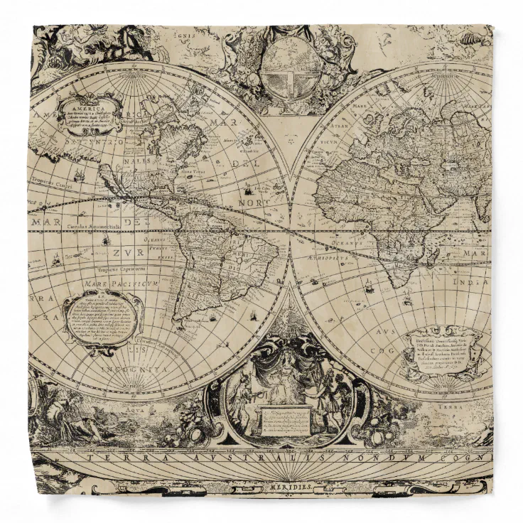 Old World Map Bandana 