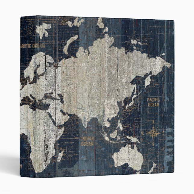 Old World Map Blue Binder (Front/Spine)