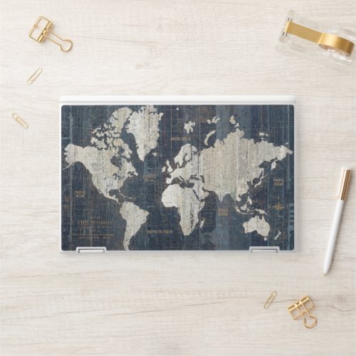 Old World Map Blue HP Laptop Skin