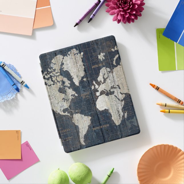 Old World Map Blue iPad Smart Cover (In Situ)