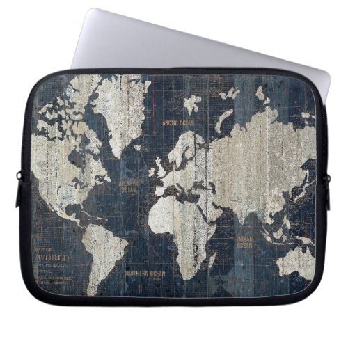 Old World Map Blue Laptop Sleeve