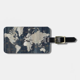 Old World Map Blue Luggage Tag