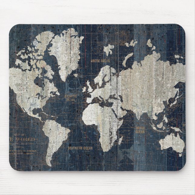 Old World Map Blue Mouse Pad (Front)