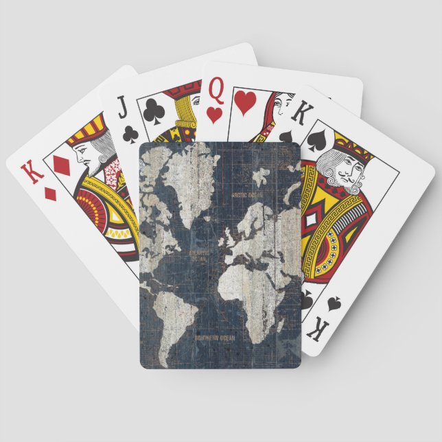 Old World Map Blue Poker Cards (Back)