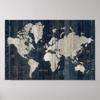 Old World Map Blue Poster