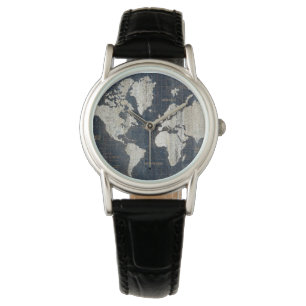 Old World Map Blue Watch
