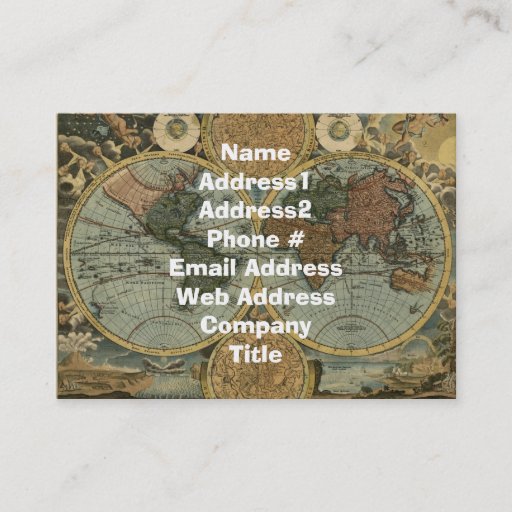 Customizable Old World Map Business Card