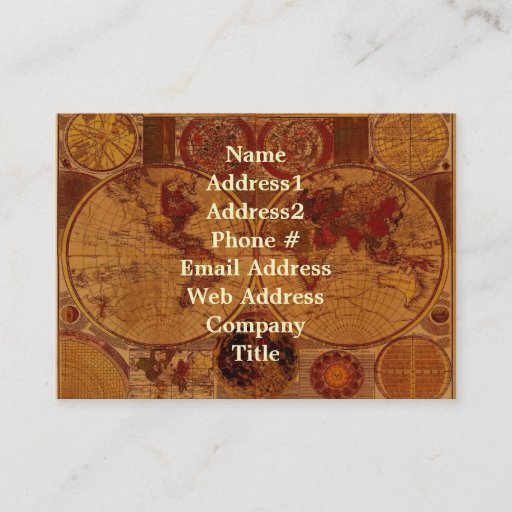 Customizable Old World Map Business Card
