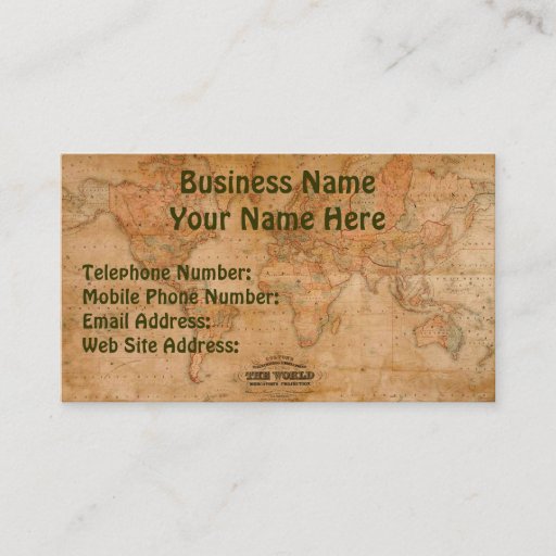 Customizable OLD WORLD MAP Business &amp; Profile Cards Business Cards