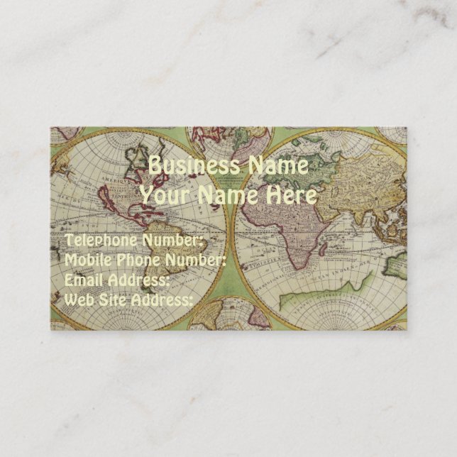 OLD WORLD MAP Business & Profile Cards (Front)