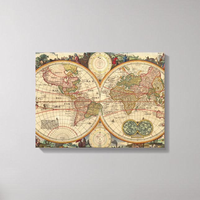 Old World Map By Nicolaas Visscher Canvas Print (Front)