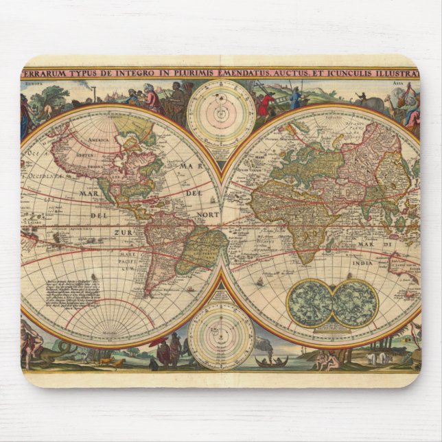 Old World Map by Nicolaas Visscher Mouse Pad (Front)