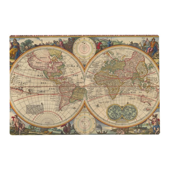 Old World Map By Nicolaas Visscher Placemat (Front)