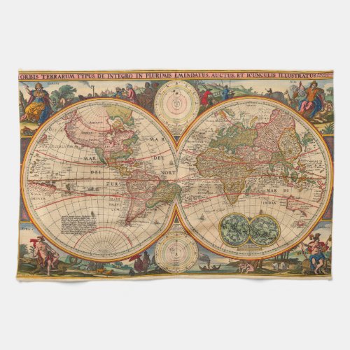 Old World Map by Nicolaas Visscher Towel