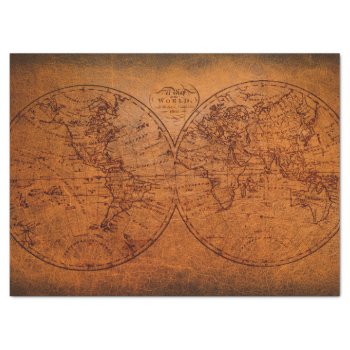 Old World Map Classic Vintage Rustic Design Tissue Paper by Kullaz at Zazzle