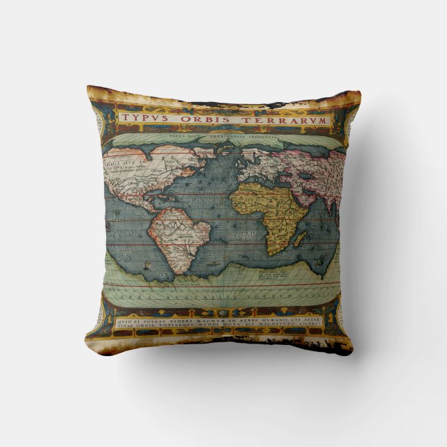 Old World Map Decor Cushion (Front)
