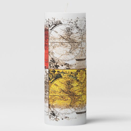  Old World Map Design   Pillar Candle