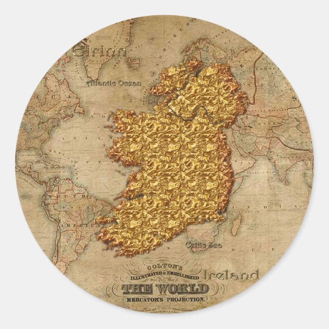 Old World Map Designer Gift Classic Round Sticker (Front)