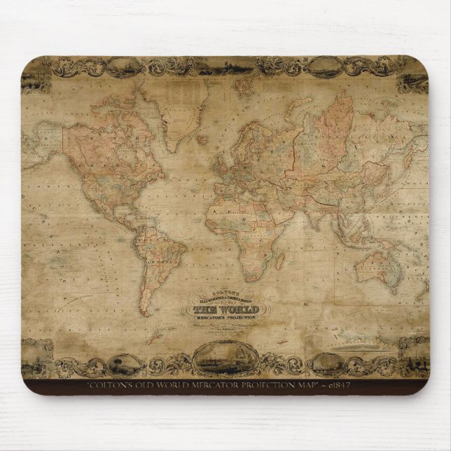 Old World Map Designer Gift Mouse Pad (Front)