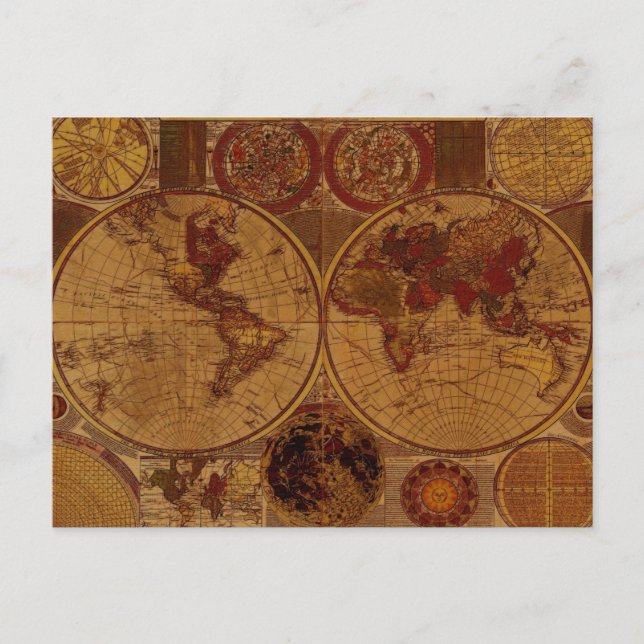 Old World Map Designer Gift Postcard (Front)