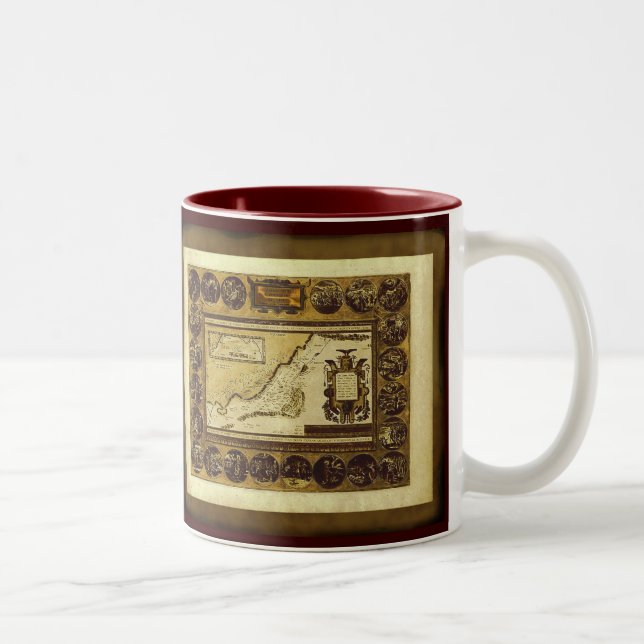 Old World Map Designer Gift Two-Tone Coffee Mug (Right)