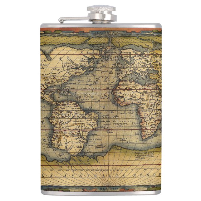 Old World Map Flask (Front)