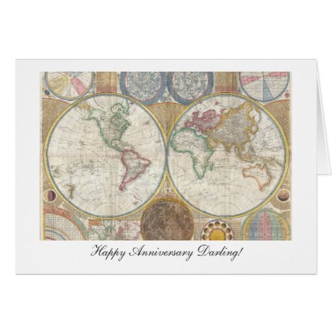 Old World Map from 1794 - Happy Anniversary Card