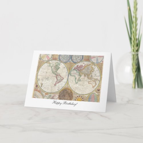 Old World Map from 1794 _ Happy Birthday Card