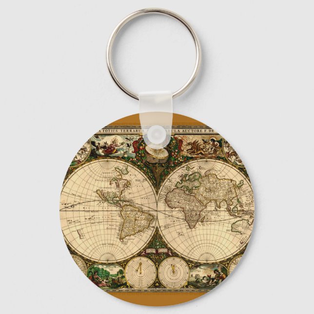 Old World Map  Gifts Keychain (Front)