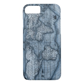 Old World Map In Blue Iphone 8/7 Case by OldArtReborn at Zazzle