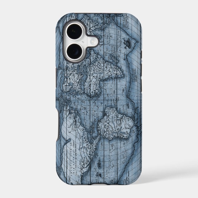 Old World Map In Blue Iphone Case (Back)