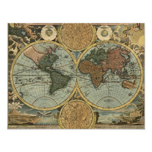 Old World Map Invitation Cards | Zazzle