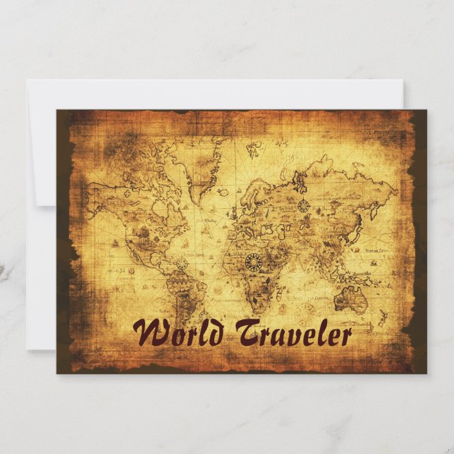 Old World Map Invitation Cards (Front)
