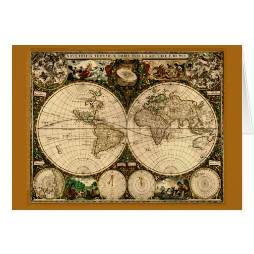 Old World Map Note Card | Zazzle