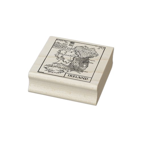 Old World Map Of Ireland art Illustration  Rubber Stamp