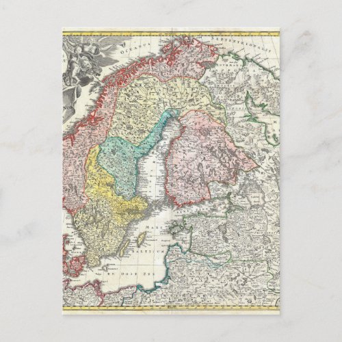 Old World Map of Northern Europe Postcard