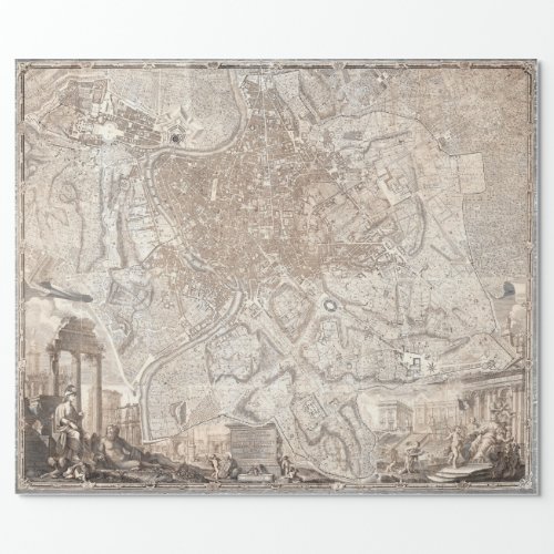 OLD WORLD MAP OF ROME DECOUPAGE WRAPPING PAPER