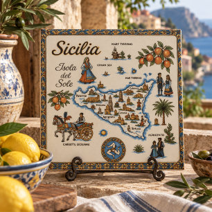 Old World Map of Sicily Ceramic Tile
