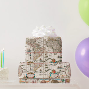 Old World Map pattern Wrapping Paper