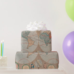 Old World Map pattern Wrapping Paper