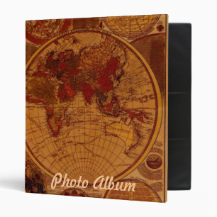 OLD WORLD MAP PHOTO ALBUM 3 RING BINDER
