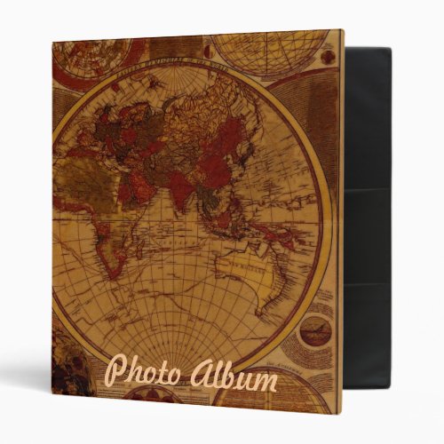 OLD WORLD MAP PHOTO ALBUM 3 RING BINDER