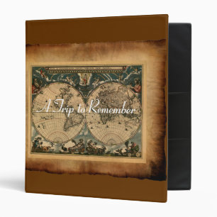 Old World Map Photo Album 3 Ring Binder