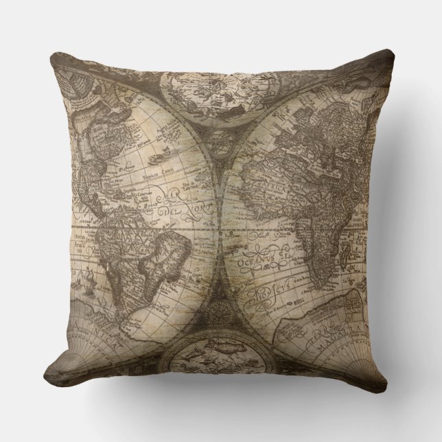 Old World Map Pillow (Front)